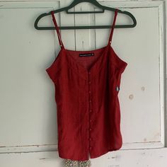 Super Cute Red Abercrombie Button-Up Tank Top W/ Black Polka Dots, Adjustable Straps, Size Xs, Never Worn Before Red Button-up Summer Top, Red Button-up Top For Summer, Red Button-up Tops For The Beach, Red Sleeveless Top With Button Closure, Red Tops With Button Closure For Day Out, Red Tank Tops, Red Tank, Dream Style, Abercrombie & Fitch