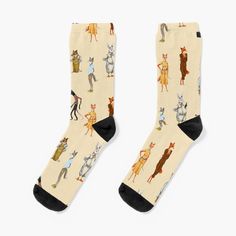 Super soft all-over printed knit socks with extra cushioning in the sole. Suitable for men and women. fantastic mr fox and family sticker pack of 8 Fox Socks, Fantastic Fox, Fox Family, Family Stickers, Fantastic Mr Fox, Fox Gift, Mr Fox, Pride Merch, Designer Socks