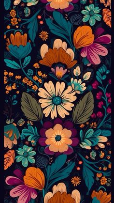 an image of colorful flowers on a black background