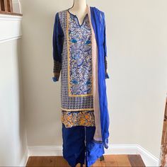 Never Worn Pakistani Suit 3 Piece Pants, Kurta Dupatta Suit 3 Piece, Pakistani Suit, Pakistani Suits, Yellow Blue, Blue Yellow, 3 Piece, Color Blue, Yellow, Pants