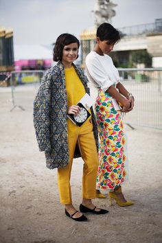 Color Outfits, Diana Penty, Miroslava Duma, Fashion Week Spring 2014, Yellow Pants, Office Outfits Women, Paris Fashion Week Street Style, Sonam Kapoor, Blair Waldorf