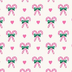 candy canes with bows and hearts on a white background