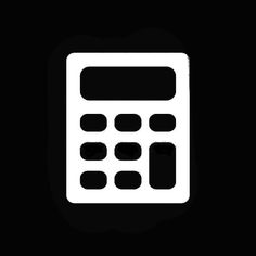 a calculator icon in black and white on a dark background, with space for text