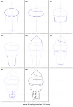 how to draw an ice cream sundae from the movie frozen treats step by step