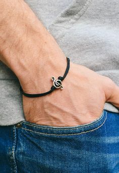 Music note bracelet for men - string bracelet with a silver tone Treble clef bead charm. The strings are black and made of waxed cotton and the bead is made of alloy. Clasp closure. You can request a different cord color from the colors shown in the last picture. The bracelet is 7 1/2 inches long (19cm). If you would like a different length, you can choose your option at from the dropdown menu. This bracelet is great as a gift for a man or a boy.  All of our jewelry comes wrapped and ready for g Leather Men Bracelet, Music Note Bracelet, Black Gold Jewelry, Diy For Men, Mens Bracelet Silver, Treble Clef, Men's Bracelet, Cord Bracelet, Music Note