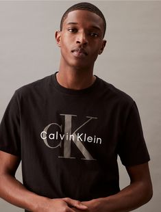 Designed with short sleeves and a crewneck, this t-shirt features CK monogram logo styling at the front. Crafted completely from cotton for soft, comfortable wear.  Material: 100% Cotton. Fashion Logo, Monogram Logo, Calvin Klein, Short Sleeves, Crew Neck, Monogram, ? Logo, T Shirt, How To Wear