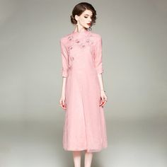 Beth and Brian Qipao-ZSM bethandbrianqipao Elegant Pink Ao Dai With Floral Embroidery, Pink Summer Wedding Cheongsam, Summer Wedding Pink Cheongsam, Spring Ceremony Dress With Floral Embroidery, Elegant Ao Dai With Floral Embroidery For Festive Season, Pink Ao Dai With Floral Embroidery For Wedding, Pink Cheongsam For Spring Party, Pink Spring Party Cheongsam, Wedding Ao Dai In Pink With Floral Embroidery