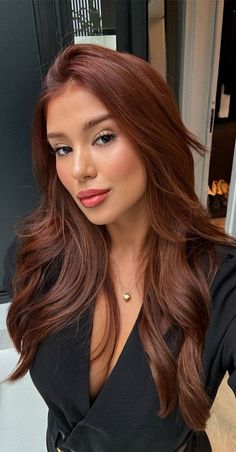 Chocolate Brown Hair: Gorgeous and Trendy Ideas Rich Copper Brown Hair, Copper Brown Hair On Brown Skin, Red Chestnut Hair Color, Auburn Dark Hair, Chestnut Hair Colour, Dark Chocolate Copper Hair, Brown Copper Hair Color Dark Auburn, Copper On Brown Skin, Copper Dark Hair