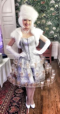 Three tiered lucite flute skirt strolling champagne skirt | Etsy Champagne Costume Halloween, Champagne Costume, Solstice Winter, Living Tables, Champagne Skirt, Reception Entertainment, Christmas Shots, 50 Party, Candy Stand