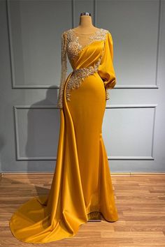 Liquid Organza, Satin Sleeves, Glitter Prom Dresses, Gold Evening Dresses, Stretch Satin Dress, Long Sleeve Prom, Satin Evening Dresses, Organza Dress, Mermaid Style