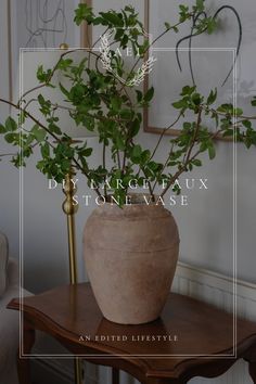 DIY Large Stone Vase Faux Ceramic Vase, Faux Stone Vase Diy, Diy Decorative Plant Pots, Stone Vase Diy, Diy Stone Planter, Stone Spray Paint Vase, Stone Vases, Diy Cement Vase