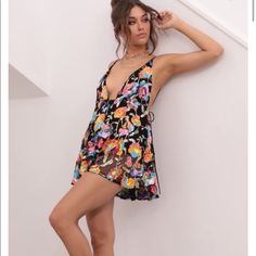 Price Firm Wore Once For Birthday, Love But It Don’t Really Have Anything Else To Wear It For, In Great Condition, Like New Multicolor Summer Cocktail Dress, Backless Floral Print Mini Dress For Party, Backless Floral Mini Dress For Party, Multicolor Floral Print Mini Dress For Party, Multicolor Floral Print Mini Dress For Night Out, Chic Multicolor Backless Dresses, Glamorous Spring Mini Dress For Vacation, Multicolor Floral Print Dress For Night Out, Black Summer Mini Dress For Party