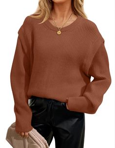 PRICES MAY VARY. S=US 4-6, M=US 8-10, L=US 12-14, XL=US 16-18. Womens long sleeve oversized sweater, please check the size chart before purchase! Material: This oversized sweaters for women offers a loose fit and stylish drop shoulder design, suitable for a casual yet trendy look. Made with soft materials, this long sleeve top is both comfortable and chic. This womens sweater features long sleeve, crew neck, loose fit, solid color, oversized, soft ribbed knit material, 2024 trendy fall sweaters Fall Pullover Sweaters, Crew Neck Sweaters, Fall Pullover, Oversized Sweaters, Rib Knit Top, Oversized Long Sleeve, Womens Sweater, Trendy Fall, Knit Tops