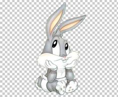 a cartoon rabbit sitting on the ground