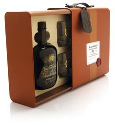 an orange box with three bottles in it