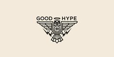 a black and white logo with an eagle on the bottom that says good hype