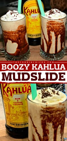 This Kahlua cocktail is an alcoholic party drink you don't want to miss! It's an easy cocktail recipe that comes together in no time. Topped with whipped cream, chocolate syrup, and sprinkles, this Boozy Kahlua Mudslide is so tasty! Enjoy this adult milkshake! Kahlua Drinks Simple, Mud Slides Drink Recipe, Kalua Drinks Cocktails Simple, Kalua Drink Ideas, Mudslide Martini Recipes, Easy Alcoholic Mixed Drinks, Kaluah Drinks Easy, Frozen Mudslide Recipe Alcohol, Drinks With Kalua