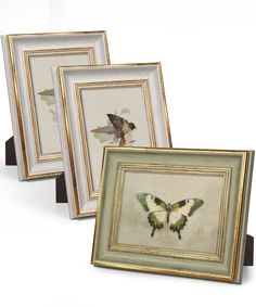 three framed pictures with butterflies on them