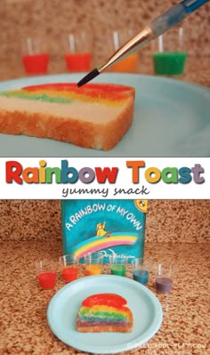 the rainbow toast is ready to be eaten