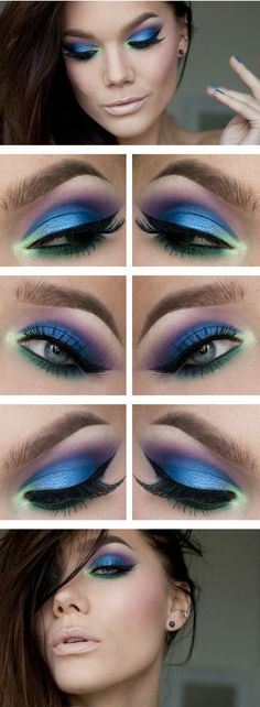 Peacock Eye Makeup, Cake Eyeliner, Cool Makeup, Maquillage Yeux Cut Crease, Dramatic Eye Makeup, Linda Hallberg