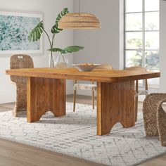 Introducing a classic dining table that's just the right mix of mod style and durability. It's crafted from solid acacia wood with a warm brown finish that highlights a distinctive, bold grain variation for a rustic, welcoming vibe we love. The rectangular table top measures 78" wide, so it can hold up to six people comfortably for casual meals and fun get-togethers with family and friends. Take note: Compatible chairs and benches are sold separately. Joss & Main | Joss & Main Mykonos Modern Din Acacia Table, Classic Dining Table, Drafting Table, Kitchen Dining Sets, Mod Style, Unique Characteristics, Furniture Dining Table, Modern Dining Table, Warm Brown