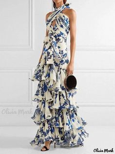 Olivia Mark - Vacation-Bound Lolita Printed Maxi Dress with Ribbon Tie Portfolio Images, Chiffon Fashion, Maxi Robes, Cotton Maxi, Maxi Dress Cotton, Loose Outfit, Hip Dress, Vacation Style, Dress Sleeveless