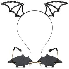 PRICES MAY VARY. Halloween Bat Costume Set: One set includes 1 piece of crystal bat headbands and 1 piece of bat Sunglasses will complete your women costume with a nice touch and that will be a great hit! Bar Wing Headband: These bar ears headband are made of eco-friendly duarable smooth metal with glitter rhinestone, Headband is lightweight, comfortable and easy to wear all day long. Classic Halloween theme: black bat costume set, bring mysterious feeling to your dress up, you will be eye-catch Vampires Makeup, Bat Glasses, Halloween Bat Costume, Bat Costumes, Bat Sunglasses, Bat Cosplay, Bat Ears, Bat Costume, Women Costume