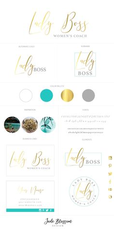 the logo and business card design for lady boss, a women's coaching coach