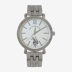 Introducing the epitome of understated sophistication: the U.S. Polo association analog watch in silver, model# USC40289JC. This sleek and stylish timepiece is the perfect accessory for any occasion, whether you're dressing up for a formal event or adding a touch of refinement to your everyday ensemble. The classic silver-tone design exudes timeless elegance, making it a versatile addition to any wardrobe. With its clean lines and minimalist aesthetic, this watch is both stylish and functional, Us Polo Assn, Analog Watch, Minimalist Aesthetic, Watch Movement, Time Piece, Bracelet Watch, Timeless Elegance, Classic Design, Jewellery And Watches