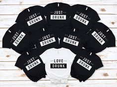 "Love drunk Just married T-shirt, Falling in Love Announcement Shirt, Engagement Shirt, Fiancée T-shirt, Fiancé T-shirt, Love Has No Gender Welcome to my store and it's great to see you here! I'm sure you'll love my designs. Please let me know if you have any questions and recommendations. The Unisex t-shirts are retail fit and a little bit relaxed. Make sure you check our size-chart before you place your order. The inscriptions on the T-shirts are black in light colors and white in dark colors. So, here is a brief description for you to-see-the order-process: 1-) Please, Check and Review all Photos. 2-) Select Your T-Shirt Size and T-Shirt Color from drop down menus. 3-) Choose Your Quantity as much as you want. 4-) Click ADD TO CART. You can go back to add more product color for your fam Black Crew Neck T-shirt For Bachelorette Party, Black Short Sleeve T-shirt For Bachelorette Party, Black Crew Neck Top For Bachelorette Party, Just Married Shirts, Love Has No Gender, Bachelorette Party Shirts Funny, Bridal Shower Shirts, Bride Squad Shirt, Engagement Shirt