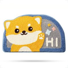 an animal rug with the letter h on it's front and back side, in blue