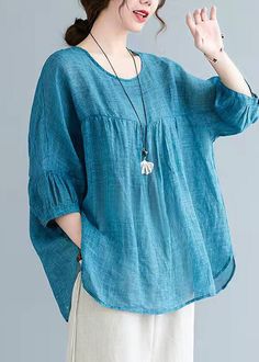 Blue Shirt Women, Summer Tunic, Linen Top Women, Stylish Short Dresses, Summer Tunics, Linen Summer, Trendy Fashion Tops, Pattern Sewing, Tunic Pattern