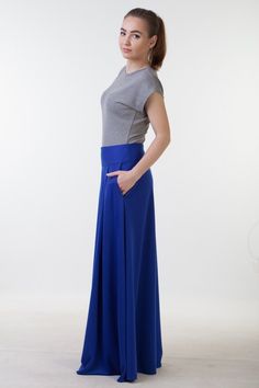 Long blue skirt with pockets from comfy jersey fabric. Skirt length 105 centimeters.Model wears size US 6, she is 160 cm tall with 10 cm heels. Her skirt is 105 cm longPlease, use this size chart to select your sizeUS 0 >>> Bust 82 cm (32.5 inches) Waist 64 cm (25 inches) Hips 89 cm (35 inches)US 2 >>> Bust 85 cm (33.5 inches) Waist 66 cm (26 inches) Hips 92 cm (36 inches)US 4 >>> Bust 88 cm (34.5 inches) Waist 68 cm (27 inches) Hips 94 cm (37 inches) US 6 >>> Fitted Full Length Maxi Skirt With Pockets, Modest Full Skirt With Lining, Full Length Skirt With Side Pockets, Full-length Relaxed Skirt With Pockets, Relaxed Full-length Skirt With Pockets, Relaxed Maxi Skirt With Pockets, Fitted Solid Maxi Skirt With Pockets, Stretch Full Maxi Skirt For Workwear, Stretch Skirt With Side Pockets