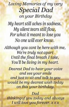 a poem that reads loving memories of my very special dad on your birthday