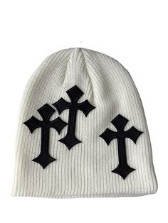 Material: Cotton, Polyester Hats Y2k, Y2k Hats, Egirl Soft, Y2k Cross, Cycling Hat, Cross Decor, Soft Girl Clothes, Woolen Cap, Beanie Style