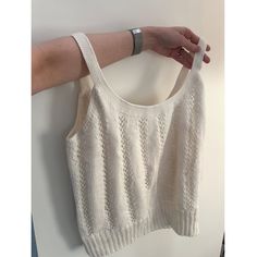 New Without Tags (Nwot). No Size Tag But Fits A M! Everyday Pointelle Knit Top, Beige Hand Knitted Tops, White Crochet Knit Top, Hand Knitted Cream Knit Tops, Cream Hand Knitted Top, Casual White Hand-knitted Crochet Top, Top Crafts, Knit Tank, Knit Tanks