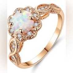 4 Stars On Amazon Absolute Gorgeous Ring Ring Size 7 Material Rose Gold Plated Bass Metal Type Copper Gem Type Created Opal Item Type Name Engagement-Rings About This Item Champagne Gold Plated Ring With Created White Fire Opal Stone. Engagement Promise Birthstone Ring **Great Gift For Any Occasion! Sizes 5-13. Australian Opal Jewelry, Rose Gold Opal Ring, Fire Opals Jewelry, Opal Wedding, Fire Opal Ring, Opal Engagement, Cubic Zirconia Jewelry, Engagement Rings Opal, Gemstone Engagement