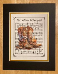 Will the Circle Be Unbroken Christian Home & Office Decor Sheet Music Wall Art Hymn on Parchment Vintage Verses Southern Gospel Cowboy Boots - Etsy Hymn Print, Southern Gospel, Gospel Song, Music Wall Art, Illustration Print, Home Office Decor, Sheet Music, Office Decor, Verses