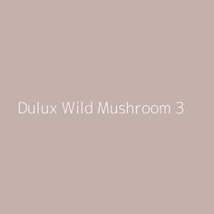 the words dulux wild mushroom 3 are in white letters on a light gray background