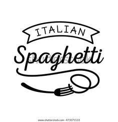 italian spaghetti with ribbon and lettering on white background stock photo, images and clippings