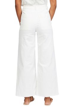 Dial in a retro vibe in these wide-legged pants cut to a cute, cropped length. 27 1/2" inseam; 20" leg opening; 11 1/2" front rise; 14 1/2" back rise (size 25) Zip fly with button closure Back patch pockets 98% cotton, 2% elastane Machine wash, tumble dry Imported Women's Clothing Salt Crystal, Cropped Wide Leg Pants, Free Falling, Retro Vibe, Billabong, Stretch Cotton, Leg Pants, Wide Leg Pants, Women's Clothing