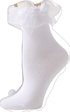 White Ruffled Socks For Summer, White Stretch Socks With Ruffles, Stretch White Socks With Ruffles, Socks Ruffle, Selling Apps, Frilly Socks, White Clothing, Socks Cute, Lace Socks