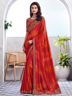 Red Chiffon Saree, Lehenga Crop Top, Lehenga Choli Wedding, Orange Saree, Bollywood Lehenga, Orange Amp, Lehenga Style, Sarees Collection