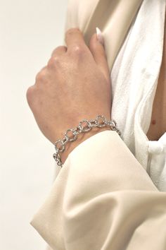 If you are interested in placing a bulk order (50+ pieces), please message us for special pricing.--silver chain bracelet, silver rolo chain bracelet, white gold chunky Link Bracelet, white gold filled bracelet-- ► DETAILS  -white gold filled rolo chain -Hypoallergenic and lead and nickel free ►Heavenly Materials Our jewellery pieces are delicately handcrafted with gold-fill, sterling silver, stainless steel and gold-plating, combining rich, warm tones with an effortless shine.  ►Prompt Dispatch Modern Silver Bangle Charm Bracelet, White Gold Chunky Chain Link Bracelet, White Gold Chunky Link Chain Bracelet, White Gold Link Chain Bracelet With Chunky Chain, Formal Silver Chain Bracelet With Adjustable Chain, Everyday Silver Jubilee Chain Bracelet, Formal White Gold Metal Chain Bracelet, Formal White Gold Chain Bracelet, Sterling Silver Chain Bracelets For Party