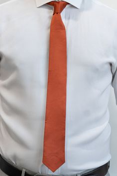 Classic spice, orange color Beautiful satin material Skinny style tie 2.5" wide by 56.5" long 100% polyester Dry clean only * If returning, tie must arrive back to us in original packaging with tags still in place, or it will not be eligible for return. Orange Standard Tie For Business, Orange Standard Business Tie, Orange Business Tie, Orange Formal Suit And Tie Accessories, Satin Material, Necktie, Dry Clean Only, Orange Color, Dry Clean