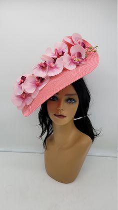 Elegant Pink Fascinator with orchids . Classic style to go with a variety of outfits: bridesmaids,  cocktail party,  Kentucky Derby, Rehearsal dinner, Easter and church outfits.  Ones with hair clip and headband. - Rare find - Ready to ship - Fast Shipping - Free Shipping - Group discount available - Customize by adding different color flowers and or feathers - Headband and Hair clip  CHECK OUT MY STORE FOR OTHER STYLES & COLORS: etsy.com/shop/Hatsandpearls Find more at my website for more styles: www.hatsandpearls.com  Reach out to me if you can't find what you are looking for.  I can make cake custom orders and help you style and match your outfit  Tag and share your pictures when you wear and style our hats.  Instagram: @hats_pearls Facebook: Hats Pearls Thank you for visiting! Teapot Hats, Mother Of The Bride Hats, Pink And Red Dress, Green Fascinator, Hat Tea Party, Classy Hats, Spring Hat, Easter Hat, Kentucky Derby Fascinator