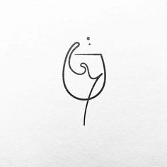 a black and white drawing of a wine glass with the letter g on it's side