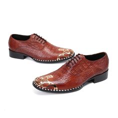 Looking for splendid Oxford shoes? Get these men's dress shoes. Crafted with a lace-up closure that complements their chic appeal, they ensure stability. Made from genuine leather, they feature a pointed toe and solid pattern for simplicity. Synthetic leather insole and rubber outsole offer comfort throughout the day. Specifications Upper-Genuine Leather Type: Cow LeatherUpper Material: Genuine LeatherToe Shape: Pointed toeToe: Pointed ToeShoes Type: OxfordsSeason: Spring/AutumnPattern Type: SolidOutsole Material: RubberOrigin: Mainland ChinaOccasion: WeddingName 8: leather shoes menName 7: zapatos de hombreName 6: Zapatos HombreName 5: men Leather shoesName 4: formal shoes menName 3: men dress shoes leatherName 2: Leather Dress menName 1: Zapatos HombreModel Number: JTBZ90Lining Material: Fitted Leather Lace-up Dress Shoes, Brown Dress Shoes With Laces For Business, Brown Lace-up Dress Shoes For Business, Oxford Dress Shoes With Leather Lining, Lace-up Oxford Dress Shoes With Leather Lining, Brown Leather Shoes With Laces For Business, Formal Brown Dress Shoes With Laces, Semi-formal Fall Lace-up Leather Shoes, Brown Leather Shoes With Laces For Formal Occasions