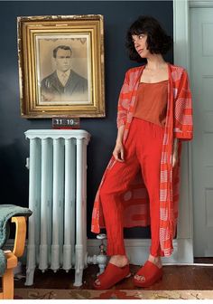 Artsy Formal Outfit, Mid Century Modern Outfit, Maximalist Professional Outfits, Tropicalcore Outfit, Mid Size Maximalist Fashion, Maximalist Loungewear, Colorful Cardigan Outfit Aesthetic, Fun Office Outfits, Trendy Colorful Knit Cardigan