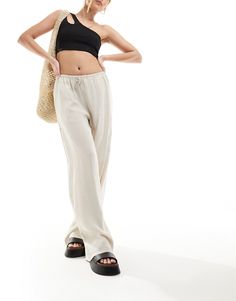 Pants & Leggings by Mango Forecast: sun High rise Drawstring waistband Side pockets Straight fit Beach Bottoms With Elastic Waistband In Neutral Color, Relaxed Neutral Bottoms For Vacation, Neutral Wide Leg Vacation Pants, Casual Neutral Bottoms For Vacation, Casual Neutral Bottoms For Beach, Chic Neutral Bottoms For Vacation, Casual Neutral Beach Bottoms, Neutral Linen Beach Bottoms, Neutral Color Spring Beach Bottoms